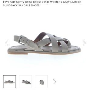 Frye Tait Softy Criss Cross Womens Gray Leather Slingback Sandals Shoes size 6.5